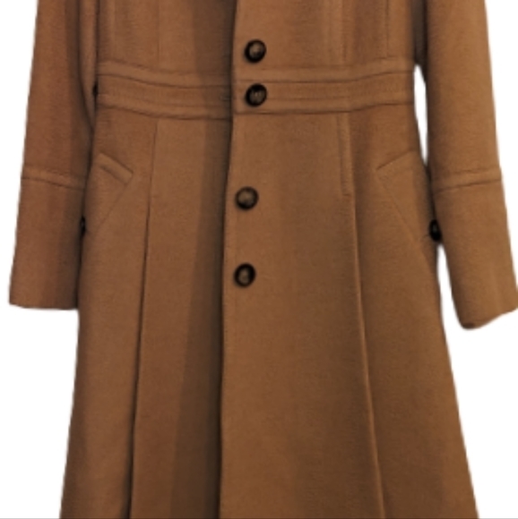 EUC Burberry tan trench coat 100% camel hair princess cut button down half 2 - Picture 7 of 16